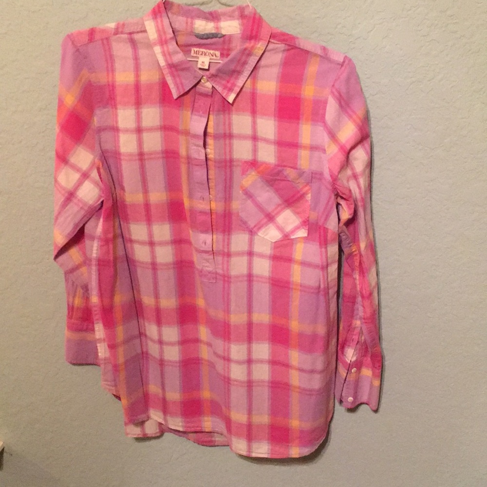 Merona long sleeve plaid blouse